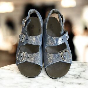 SAS Shimmering Blue Buckle Sandals - 7.5 - Good Condition